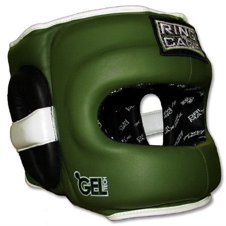 Deluxe Full Face GelTech Sparring Headgear for Boxing, Muay Thai, MMA, Kickboxing (Large, Marine Green/Black)