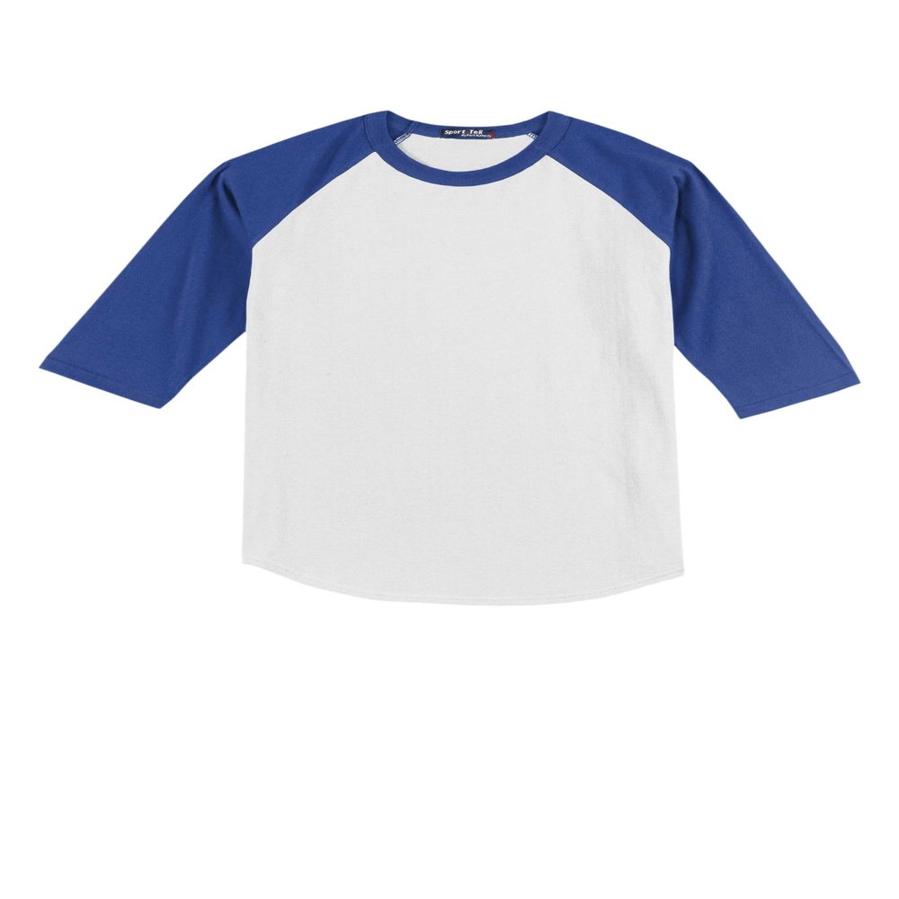 SPORT-TEK Youth Colorblock Raglan Jersey White/Royal