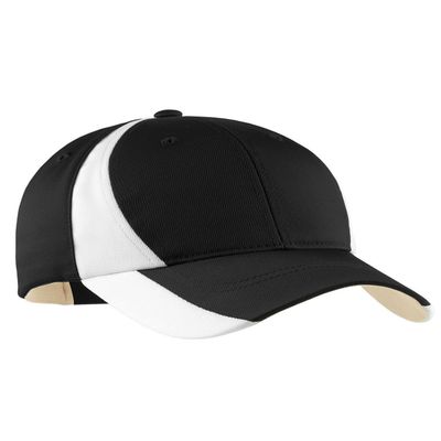 SPORT-TEK STC11 Dry Zone Nylon Colorblock Cap - Black/White - OSFA