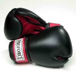 ProForce Leatherette Boxing Gloves - Black with Red Palm - Black - 18 oz.