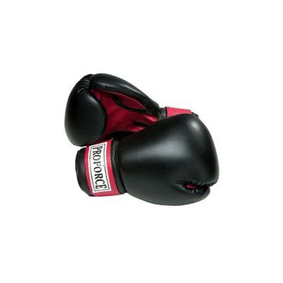 Pro Force Leatherette Boxing Gloves - Black with Red Palm - Black - 22 oz.