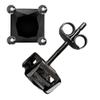 925 Sterling Silver Princess Cut Black Cubic Zirconia Stud Earrings view 1