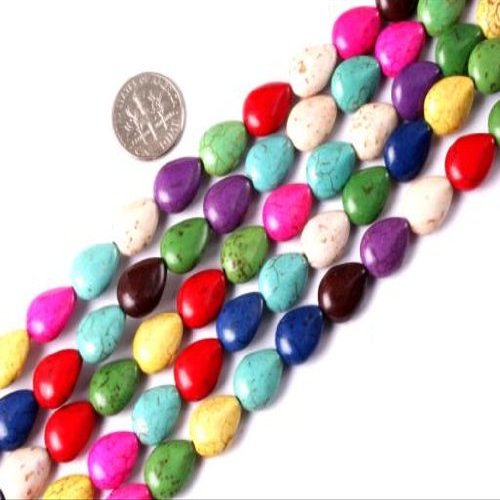 10x13mm drip gemstone mixed-color howlite dyed beads strand 15"