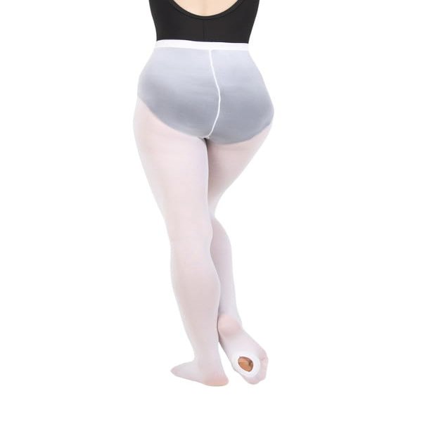 Body Wrappers - Women's Convertible Tights - Ultra Soft, Footed to Footless Style A31 (Large-XL, White)