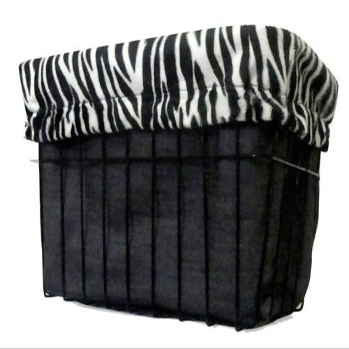 Cruiser Candy Bicycle Basket Liner Tote, Fits Front Wire Wicker Beach Cruiser EBike Basket Cover, Plush Soft Faux Fur. Universal Bike Baskets UP to 15Lx12Hx10W Made in The USA (Black White Zebra)