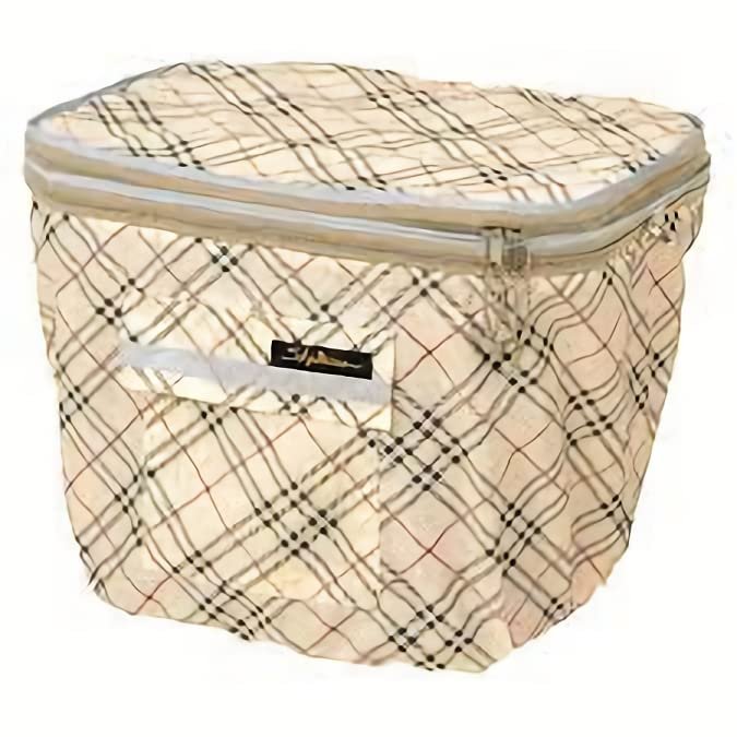 Kawasumi Seisakusho KW-258FR Bicycle 2-Tier Front Basket Cover, Beige Check