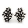 Burn Silver Clear Crystal 'Floral' Clip-On Earrings - 2.5cm Length view 1