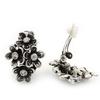 Burn Silver Clear Crystal 'Floral' Clip-On Earrings - 2.5cm Length view 3