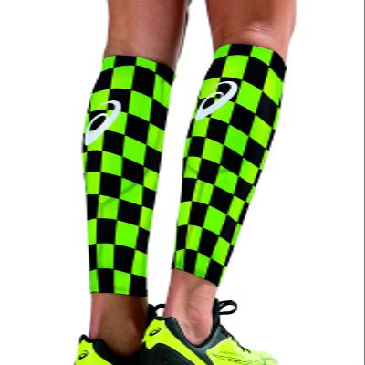 ASICS Checker Printed Calf Sleeve, Black, Large