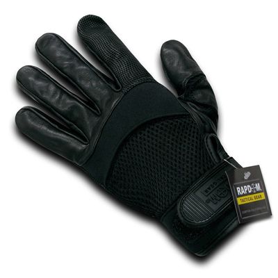 Rapdom Tactical Air Mesh-Digital Leather Gloves, Black, Small