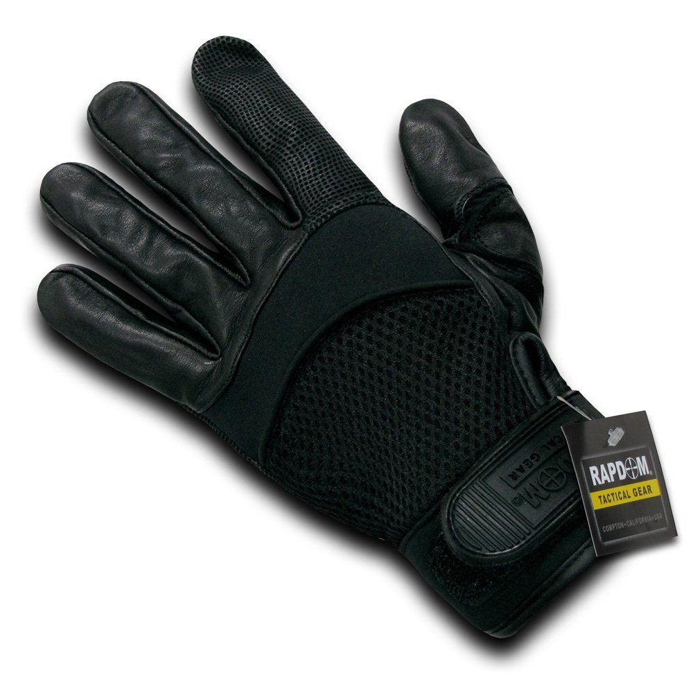 Rapdom Tactical Air Mesh-Digital Leather Gloves, Black, Small