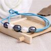 9-10mm White And Gray 5 Cultured Freshwater Pearls Dyed Strand Blue Necklace Adjustable Size 17.5Inches view 4