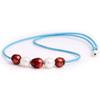 9-10mm White And Red 5 Cultured Freshwater Pearls Dyed Strand Blue Necklace Adjustable Size 17.5Inches view 1