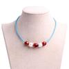 9-10mm White And Red 5 Cultured Freshwater Pearls Dyed Strand Blue Necklace Adjustable Size 17.5Inches view 3