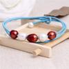 9-10mm White And Red 5 Cultured Freshwater Pearls Dyed Strand Blue Necklace Adjustable Size 17.5Inches view 4