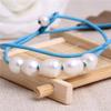 9-10mm White Cultured Freshwater Pearl 5 Beads Blue Strand Necklace Adjustable Size 17.5Inches view 4