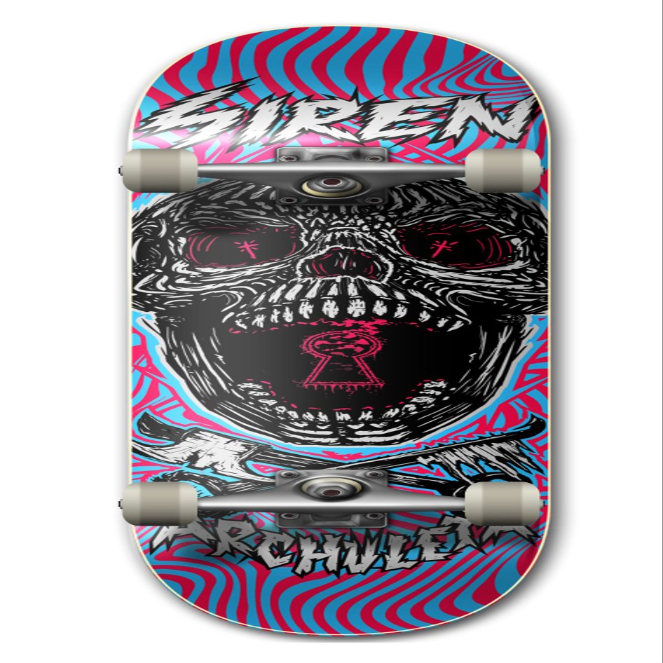 Siren Complete Archuleta Key Skull Skateboard Deck (8.5, Gray)