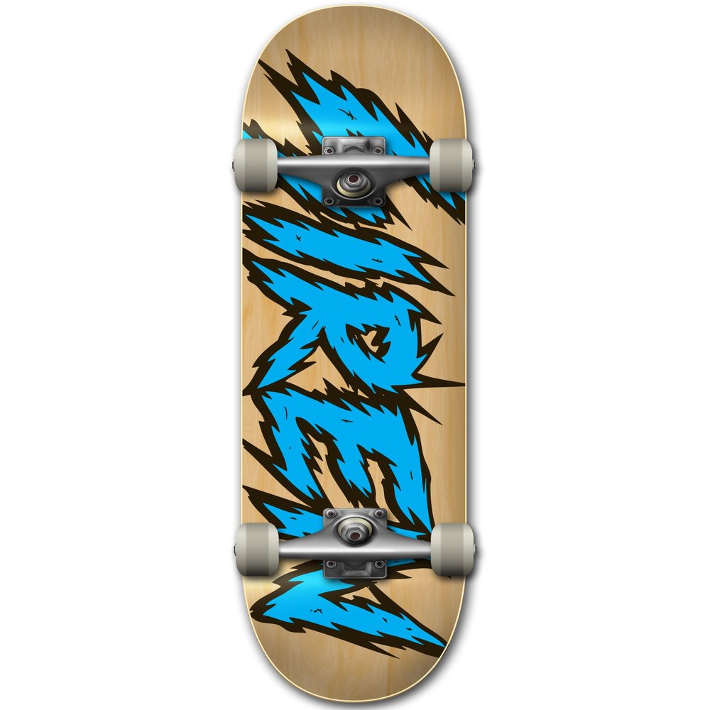 Siren Complete Team Shocker Natural Veneer Skateboard Deck (8, Blue)