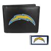 Siskiyou Sports NFL Los Angeles Chargers Leather Bi-fold Wallet & Color Money Clip, Black, One Size view 1
