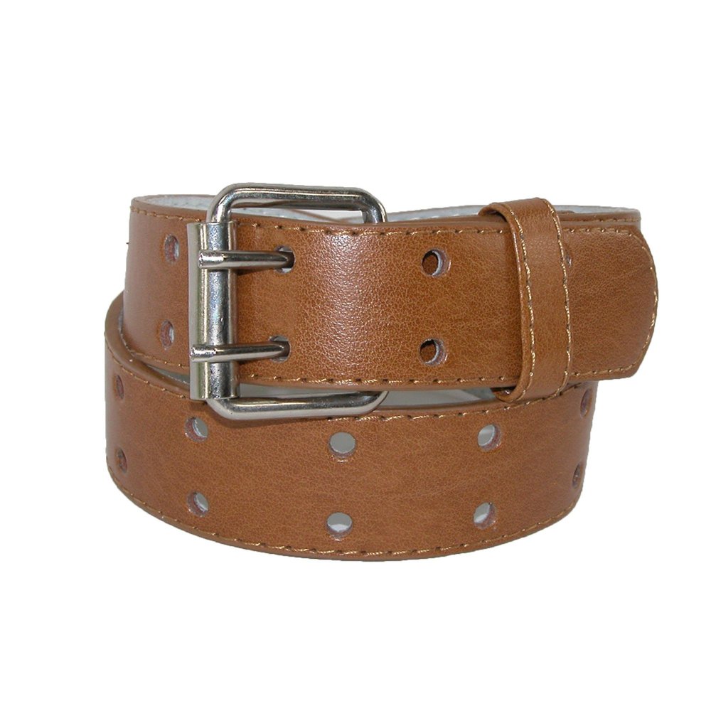 CTM Kids' 1 Inch Wide Leather Two Hole Jean Belt, Xlarge, Tan