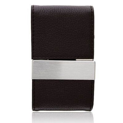 Aeropen Card Case (Brown Leather/Metal/Double Magnetic Flap) Model No. CC-34BRN
