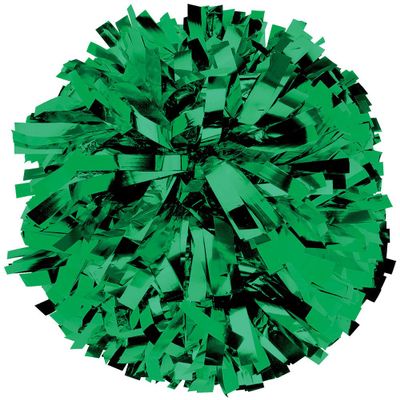 chass Metallic Cheerleading Poms - Shiny Metallic Cheer Pom with Baton Handle for Dance Sports Celebrations (Single, Kelly Green)