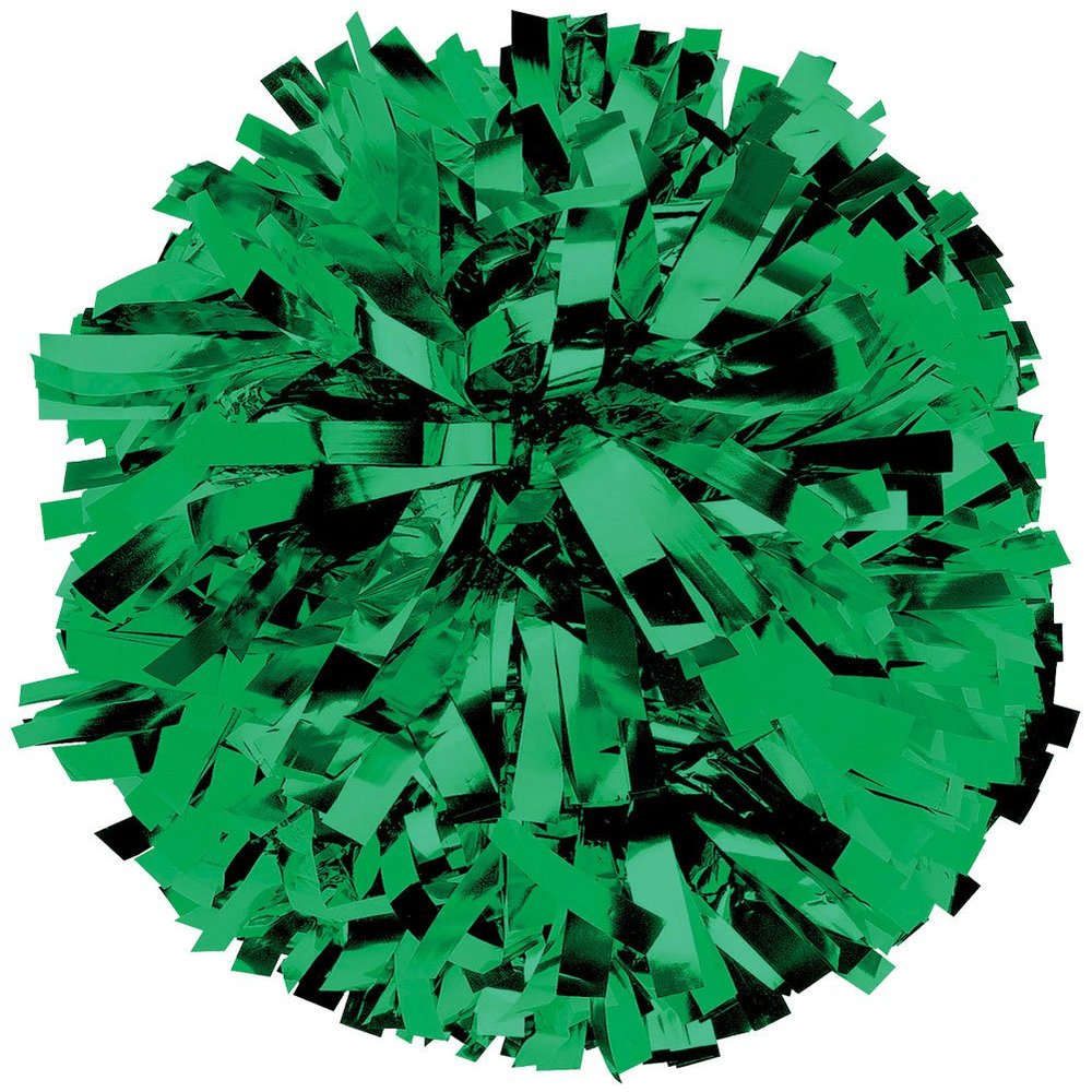 chass Metallic Cheerleading Poms - Shiny Metallic Cheer Pom with Baton Handle for Dance Sports Celebrations (Single, Kelly Green)