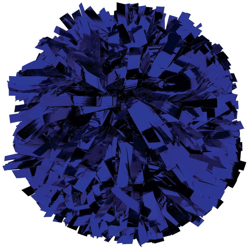 chass Metallic Cheerleading Poms - Shiny Metallic Cheer Pom with Baton Handle for Dance Sports Celebrations (Single, Navy)