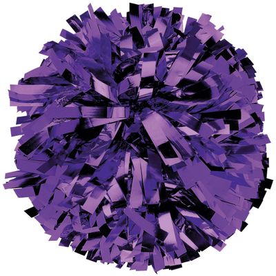 chass Metallic Cheerleading Poms - Shiny Metallic Cheer Pom with Baton Handle for Dance Sports Celebrations (Single, Purple)