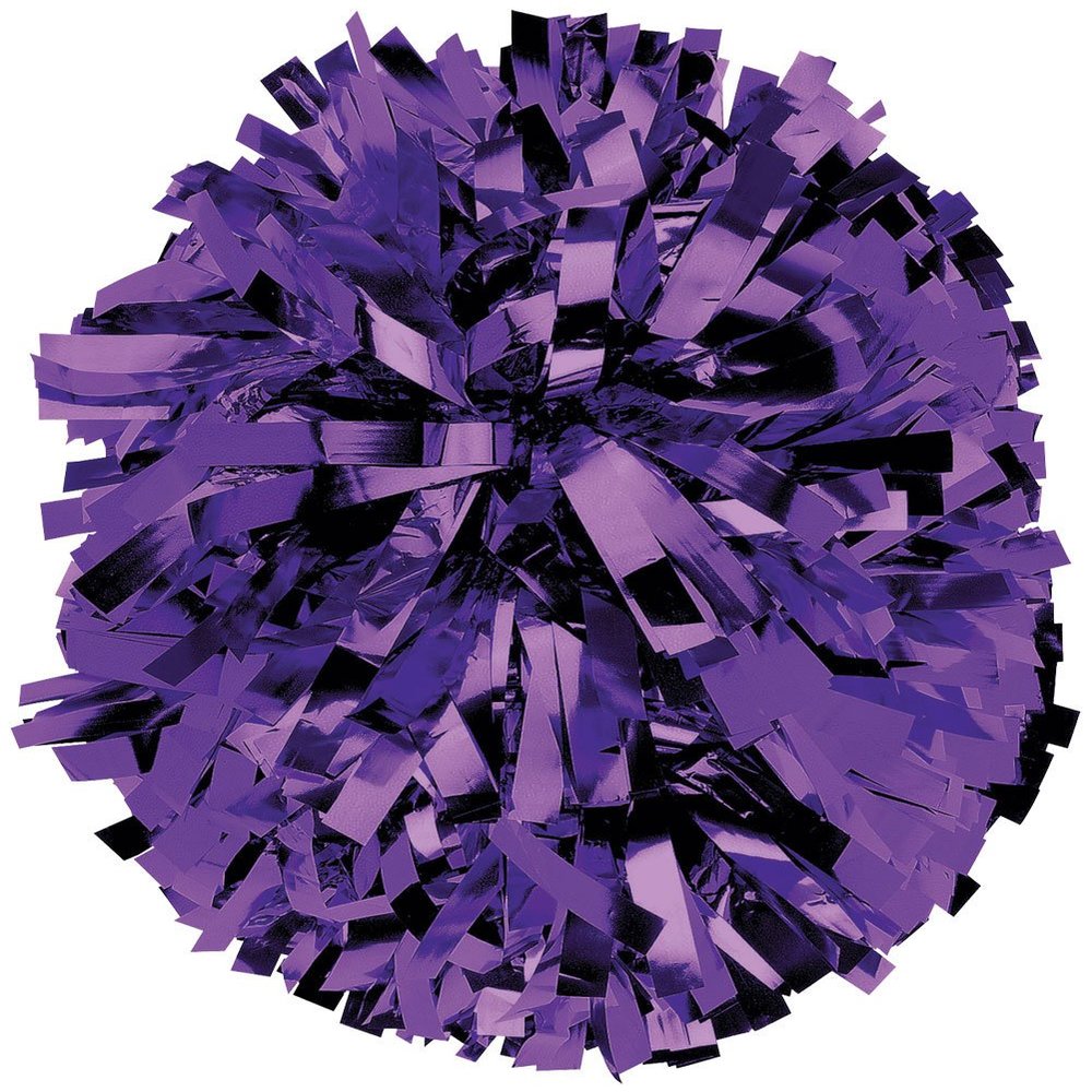 chass Metallic Cheerleading Poms - Shiny Metallic Cheer Pom with Baton Handle for Dance Sports Celebrations (Single, Purple)