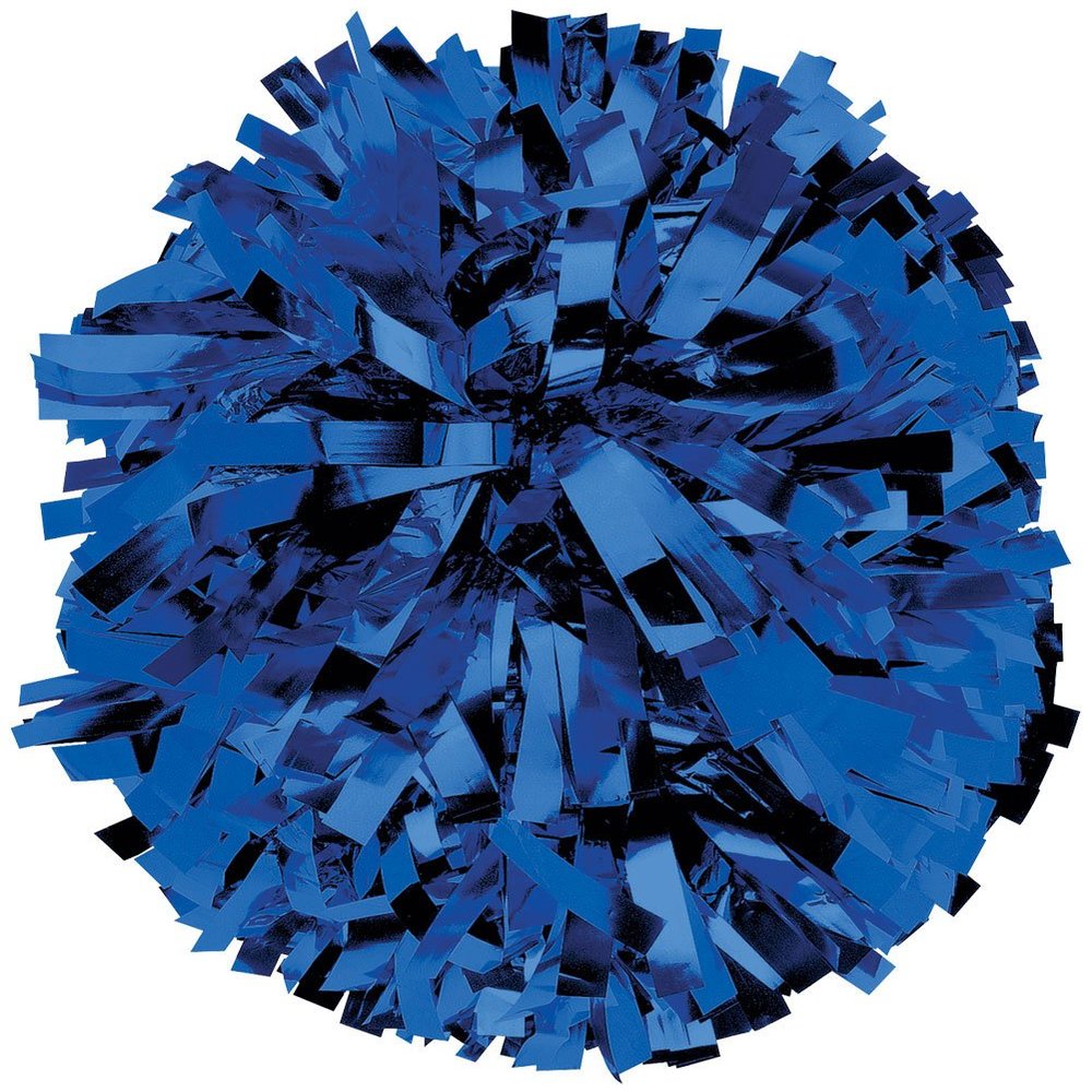 Chass Metallic Cheerleading Poms - Shiny Metallic Cheer Pom with Baton Handle for Dance Sports Celebrations (Single, Royal)