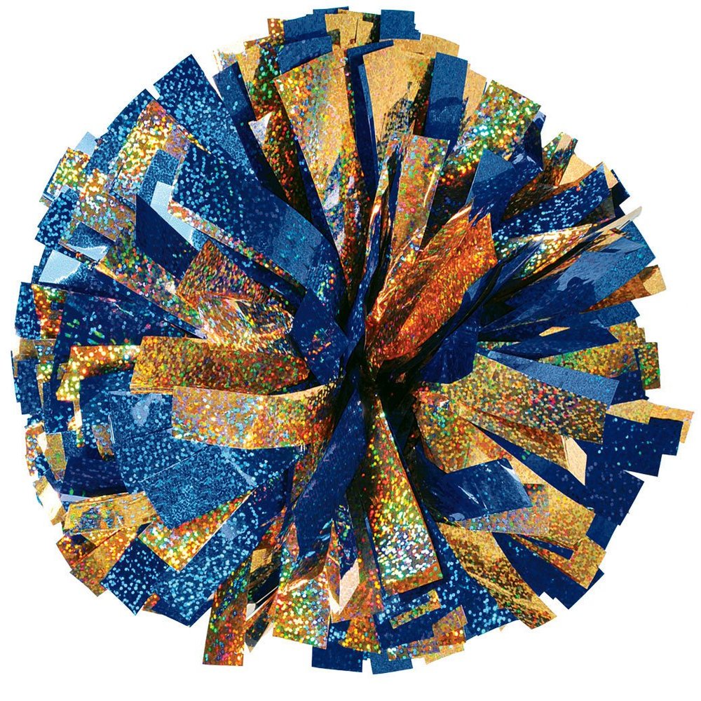 2-Color Holographic Mix Youth Cheer Pom - Navy/Gold