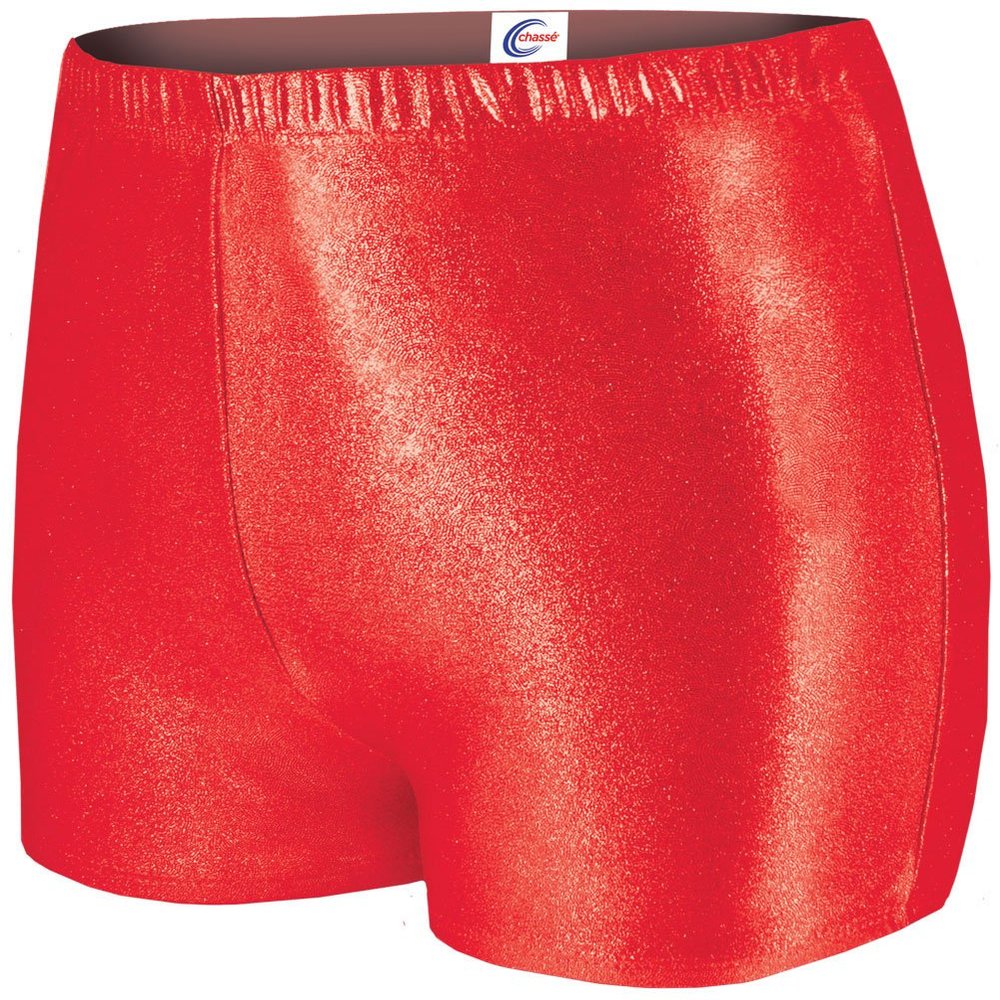 chass Girls Metallic Boy-Cut Briefs, Soft Mid-Rise Athletic Shorts, Perfect For Layering - Red Y Small