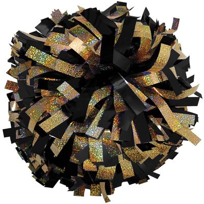 chass Metallic with Holographic Mix Cheerleading Pom - Black/Gold