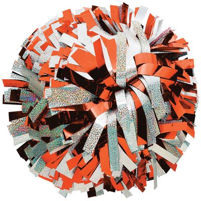 chass Metallic with Holographic Mix Cheerleading Pom - Orange/Silver