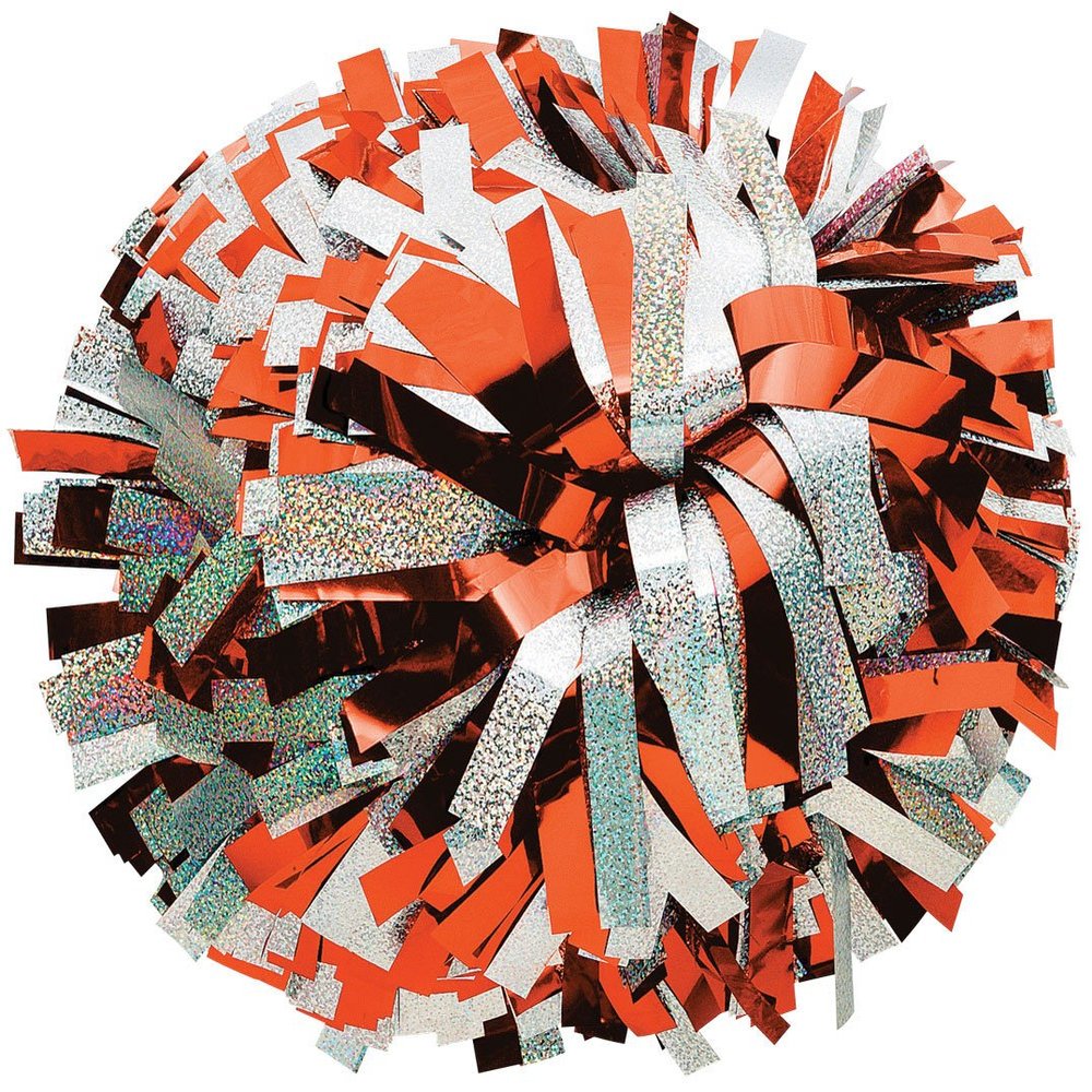 chass Metallic with Holographic Mix Cheerleading Pom - Orange/Silver