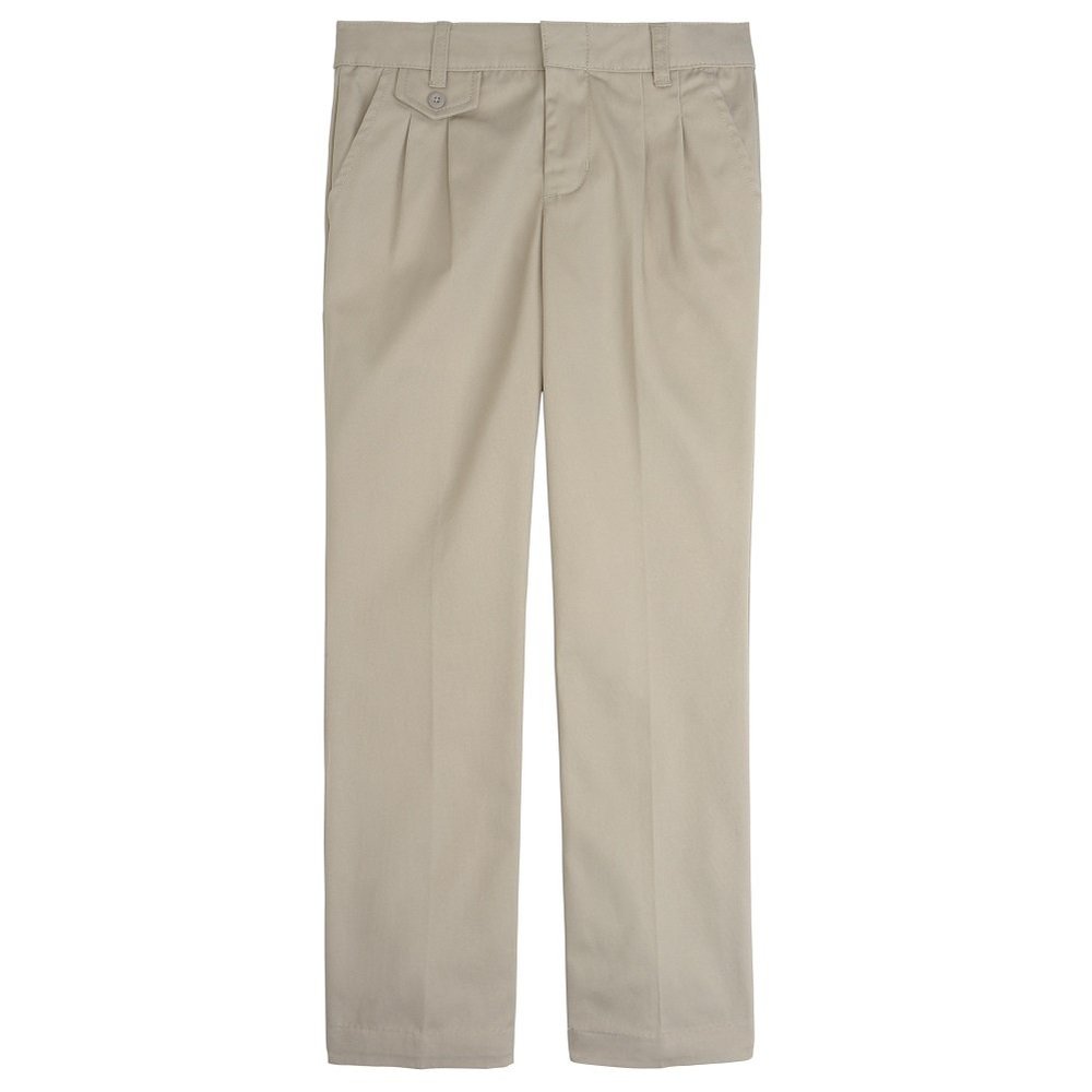 French Toast Adjustable Waist Pleated Pant-Khaki, 4