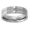 6mm Titanium Wedding Band Ring Convex Groove Center Flat Polished Finish Comfort Fit Size 6.5 view 1
