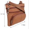 Roma Leathers Genuine Cross Body Purse Bag, Multi-Pocket (Light Brown) view 3