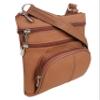 Roma Leathers Genuine Cross Body Purse Bag, Multi-Pocket (Light Brown) view 4