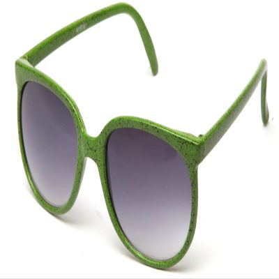 Kyra Women's Speckled Design Round Slim Temple Sunglasses in Green