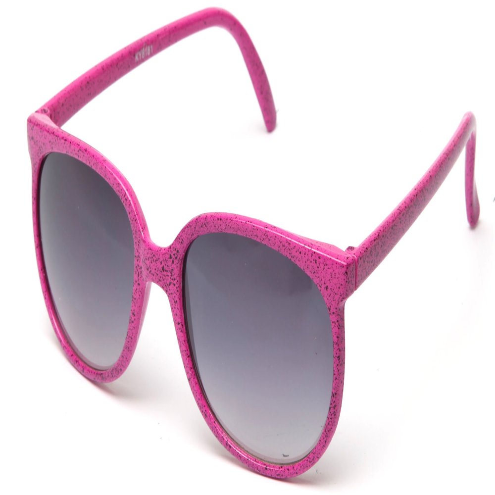 Kyra Women's Speckled Design Round Slim Temple Sunglasses in Hot Pink