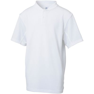 Mizuno Youth 2 Button Color Block Jersey (Small, White)