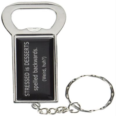 Graphics and More Ring Bottlecap Opener Key Chain, Stressed is Desserts Spelled Backwards (KK0343)