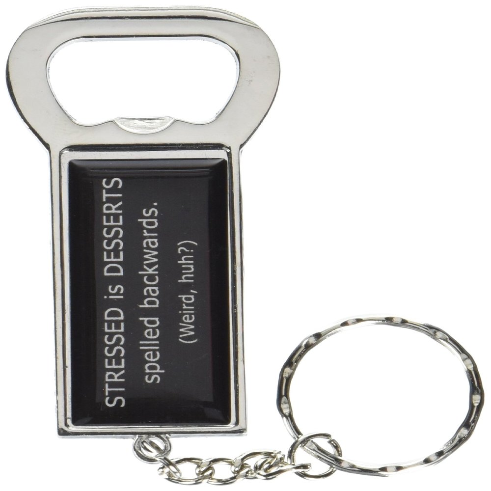 Graphics and More Ring Bottlecap Opener Key Chain, Stressed is Desserts Spelled Backwards (KK0343)
