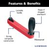 Lewmar 8" Single Grip Winch Handle, Locking, Red with Black Grip  Lightweight, chip-Resistant gelcoat, Strong Composite Design, Glass-Filled Welded Nylon Handles for Strength view 2
