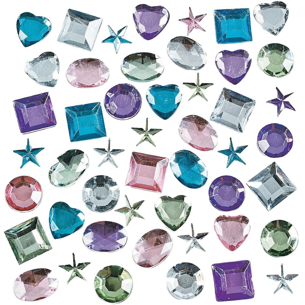Fun Express Pastel Self-Adhesive Jewel Assortment for Kids Crafts, DIY Projects, and Fun Home Activities - Perfect for Parties and Creative Play - 500-Piece