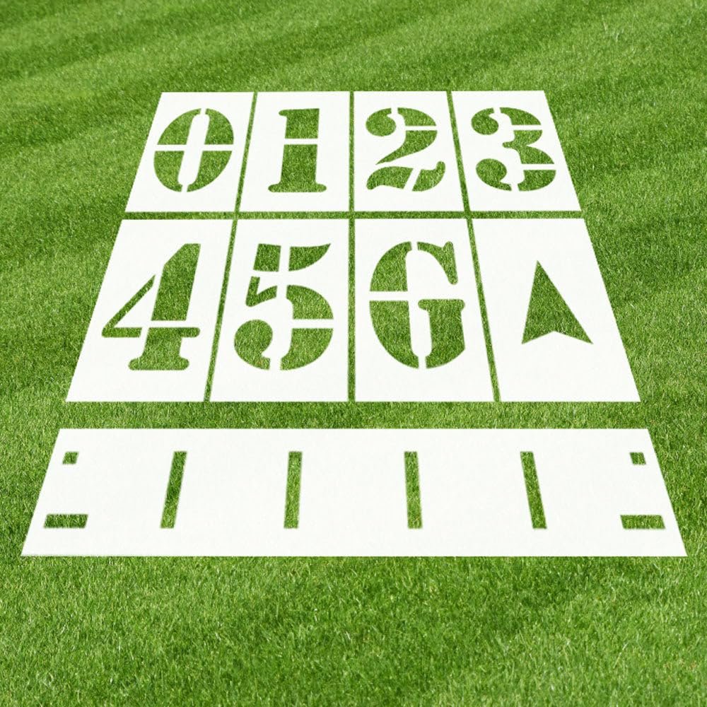 Football Field Stencil Kit | 72 inch Numbers with Hashmark | 60 mil Standard Grade | Paint Stencils for Football Fields