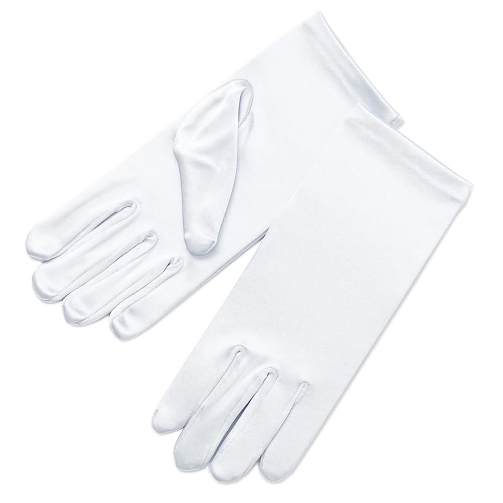 ZaZa Bridal Girl's Fancy Stretch Satin Dress Gloves Wrist Length 2BL-Girl's Size X-Small (0-3 yrs)/White