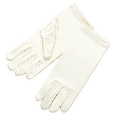 ZaZa Bridal Girl's Fancy Stretch Satin Dress Gloves Wrist Length 2BL-Girl's Size Large (13-16 yrs)/Ivory